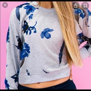 Zyia Blue Floral Sweatshirt